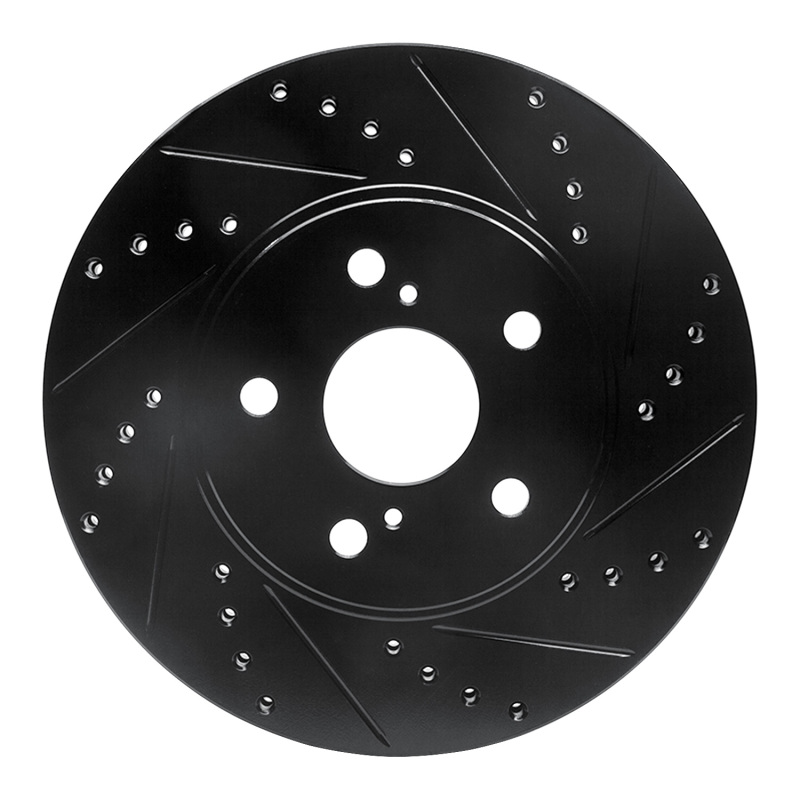 Lexus ES300 Brake Rotor (1) - Front Right - R1 Concepts - Drilled & Slotted - Black - `02-`15